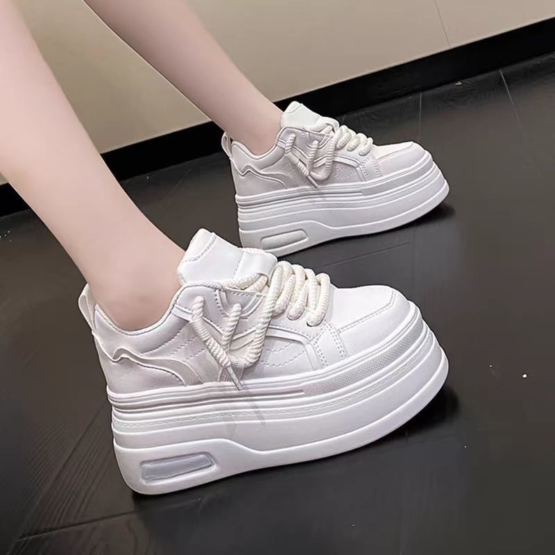 小众设计感厚底增高小白鞋女2025秋季新款7cm休闲板鞋休闲运动鞋|undefined