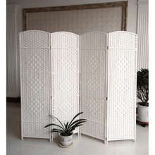 草编藤编屏风手工折叠隔断实木时尚酒店玄关客厅卧室移动折屏简