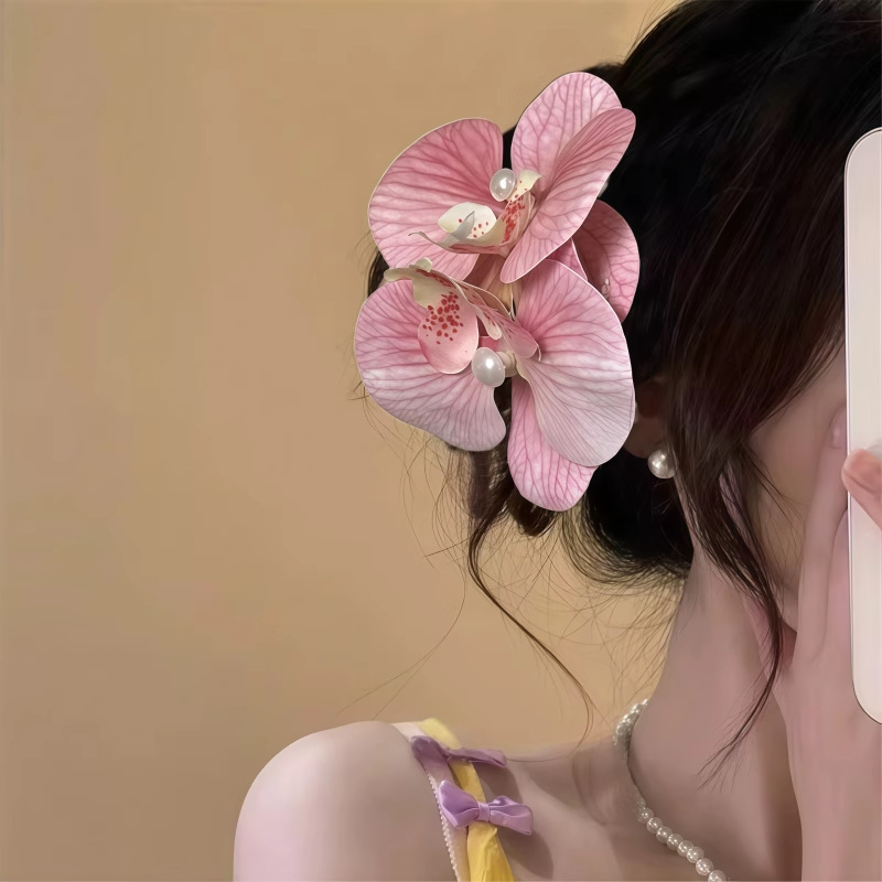 Romántico coreano rosa broca de pato broca de cabello de mujer grande primavera y verano sensación de atmósfera broca de cabeza media tarjeta de cabello