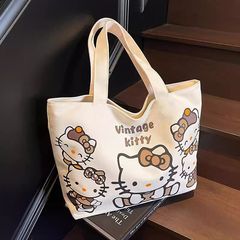 漫画KTキャンバスバッグ女性大容量通勤トートバッグ2025春夏かわいい猫手提げ袋クロスボーダー