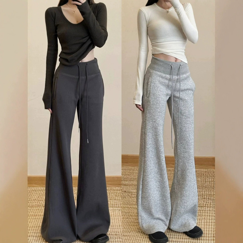 New Slim-Fit American-Style Trendy Slimming Sports Flared Pants for Women, Summer Thin Casual Yoga Flared Sweatpants