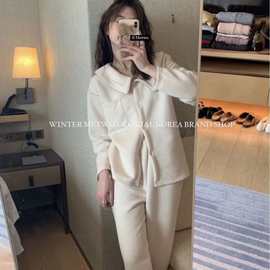 metwo丽酱300G三层夹棉睡衣加厚夹棉家居服保暖套装跨境大码冬