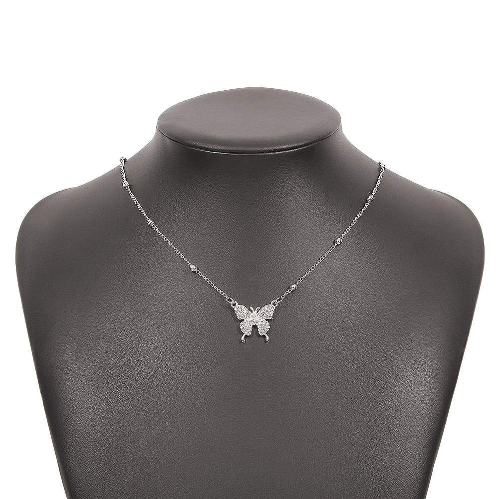 Collar De Diamantes Completo De Mariposa De Una Sola Capa Simple Al Por Mayor Nihaojewelry display picture 2