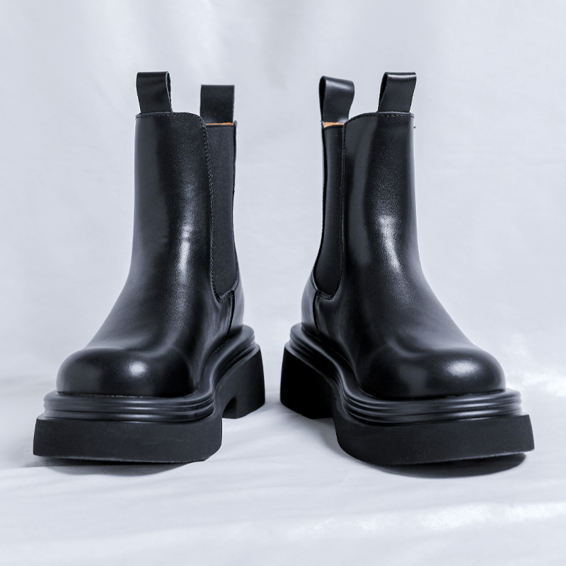 English style autumn and winter plush new mid cut boots, handsome motorcycle Martin boots 5015-R_voghion.com