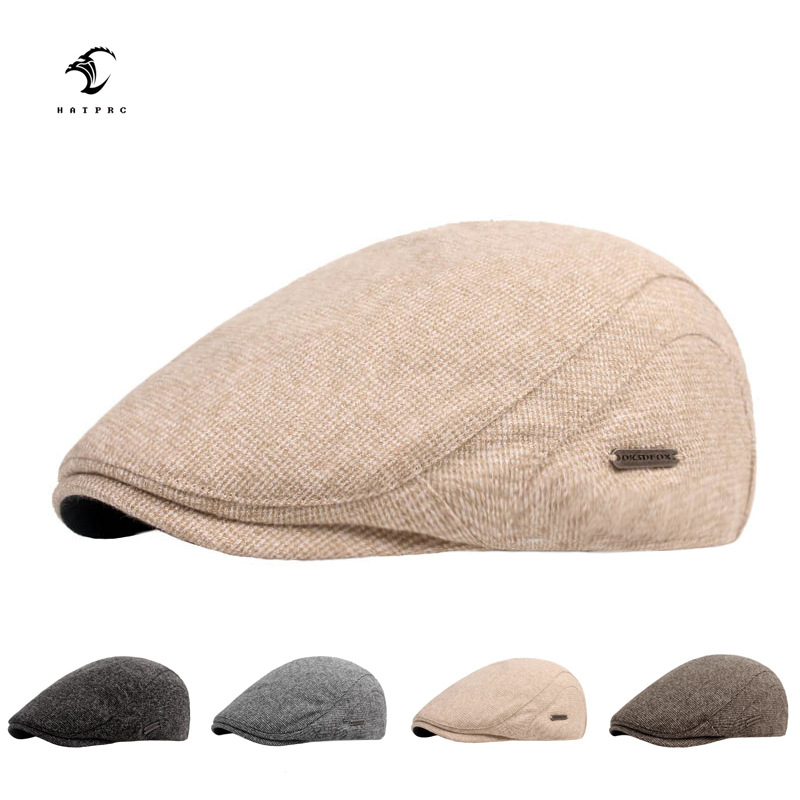 Sombrero de invierno de los hombres y las mujeres engrosada casquillo de pico retro casual sombrero delantero artístico juventud boina viejo sombrero