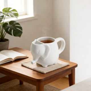 亚马逊热销纯色陶瓷大象杯陶瓷大象茶叶袋杯陶瓷大象马克杯陶瓷杯