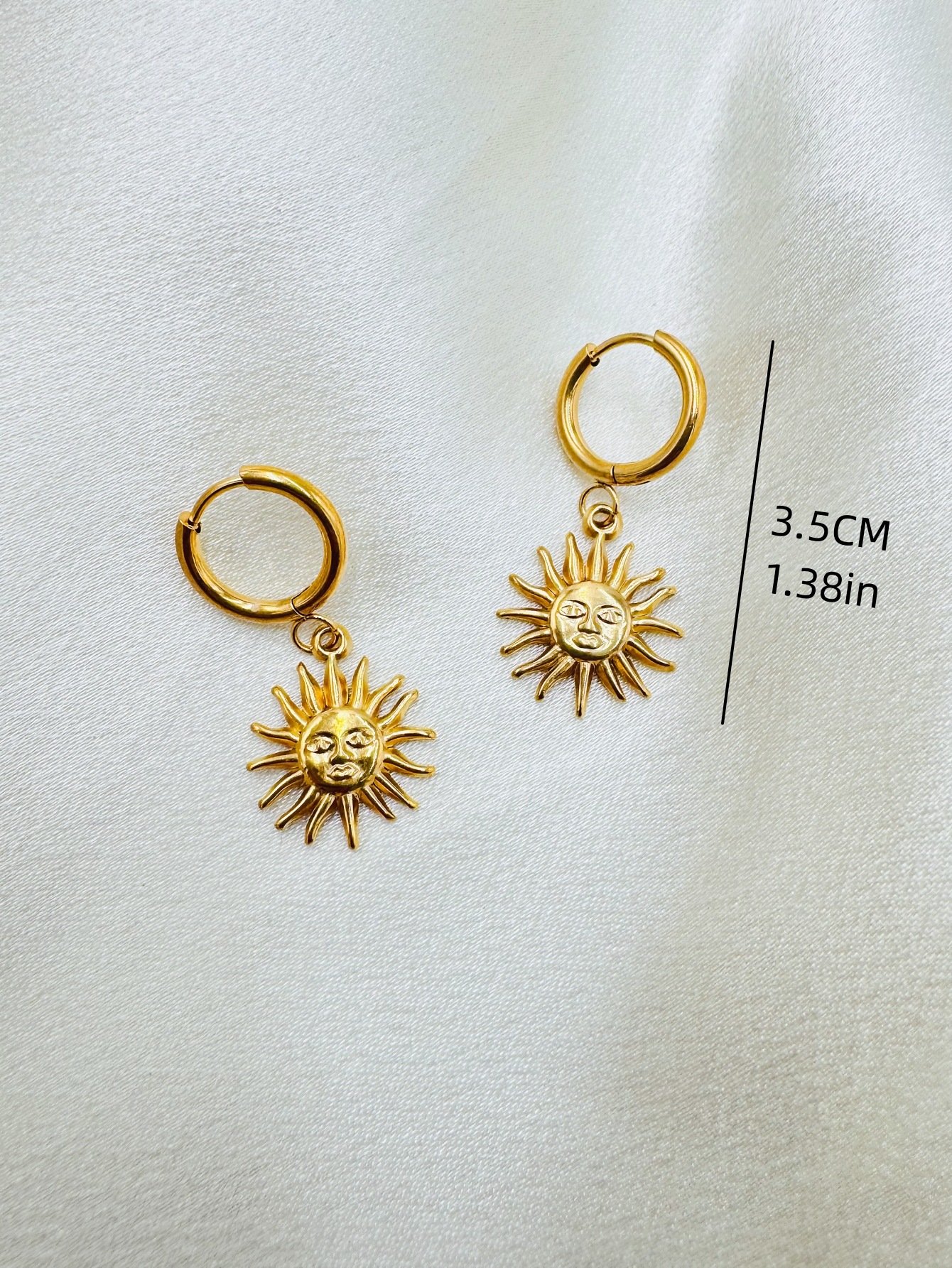 Sun Pattern 1 Pair Simple Style Sun 304 Stainless Steel Stainless Steel Earrings