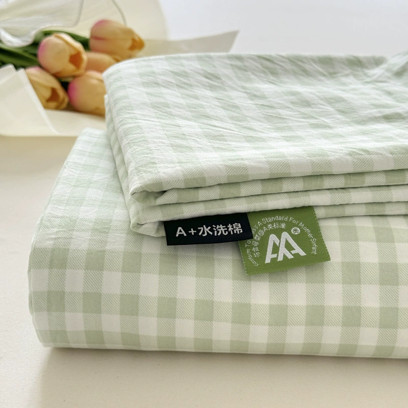 Постельное белье из стираного хлопка класса А, однотонное, для односпальной студенческой комнаты, японский стиль, комплект из трех предметов, оптом, в стиле общежития.