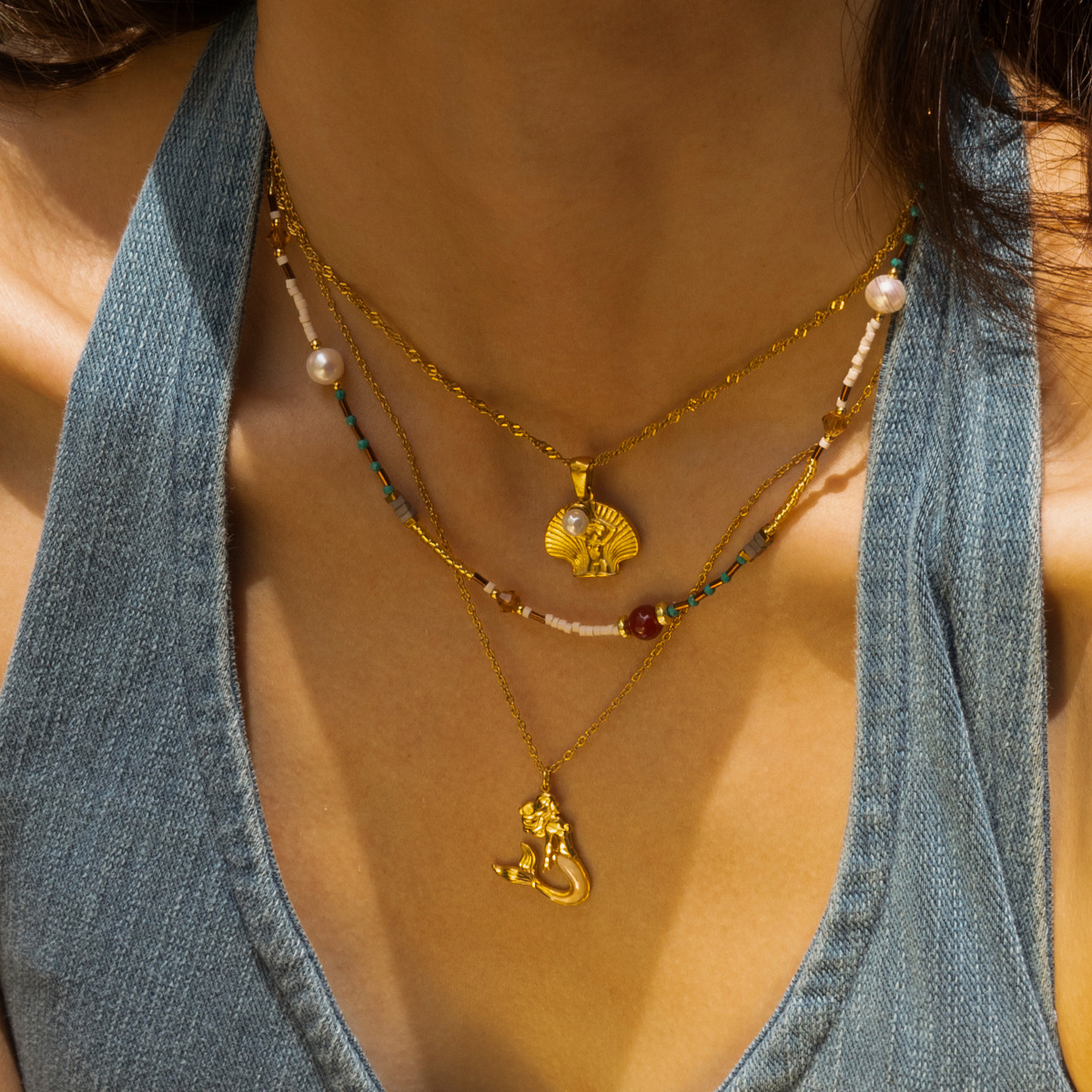 Collar de acero inoxidable de la UE y los Estados Unidos, collar de sirena de mar profundo de titanio, joyas transfronterizas no desvanecidas image 4