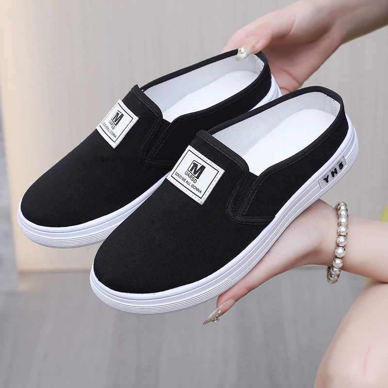 2025 популярные весенне-летние парусиновые туфли для женщин, дышащие женские туфли без шнуровки на толстой подошве, повседневная обувь для рыбаков на мягкой подошве