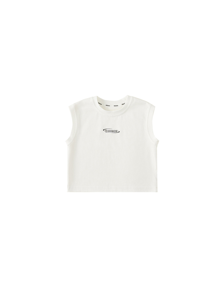 Youbao ropa para niños chaleco de letras simples para niños 2025 verano nuevo estilo niño salvaje cuello redondo sin mangas top verano