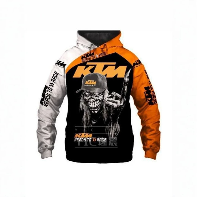 Cross-border Temu KTM Motorcycle Skull Rock Gesture Color-Block 3D Print Hoodie Factory Wholesale Cross-border Temu KTM Motorcycle Skull Rock Gesture Color-Block 3D Print Hoodie Factory Wholesale