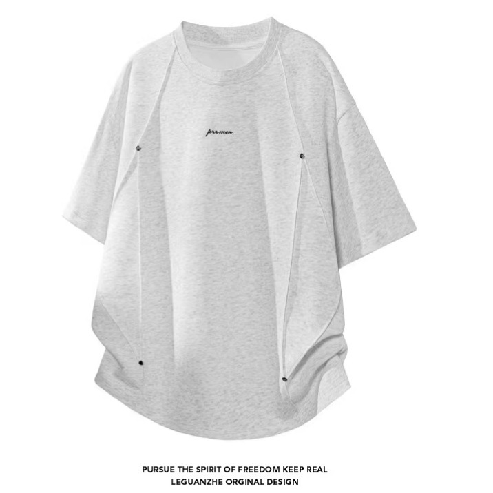 Nasa Large Size American-Style Deconstructed Short-Sleeved T-Shirt for Men, New Summer Style, Loose, High-End, Cool Half-Sleeved T-Shirt Top