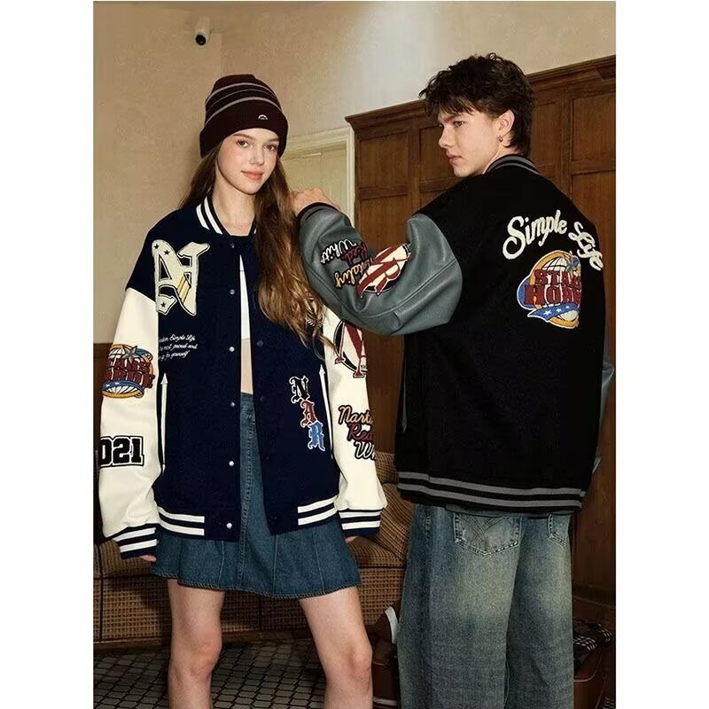 vintage Embroidered Baseball Suit for Men and Women American High Street Design Sense Niche Ins Trendy Brand Jacket Couple Jacket vintage Embroidered Baseball Suit for Men and Women American High Street Design Sense Niche Ins Trendy Brand Jacket Couple Jacket