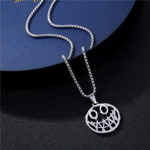 Fashion Cross-Border Titanium Steel Demon Necklace Demon Smile Alloy Pendant Elegant Couple's Simple Cartoon Pendant