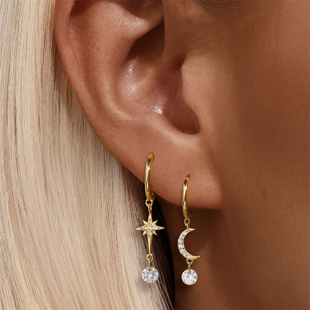 2g Weight 925 Sterling Silver Ear Needle Material Zircon Inlay Material Drop Earrings Classification 1 Pair Quantity Daily Occasion 925 Sterling Silver Material Round, Star, Moon Pattern All Seasons Season Women's Gender Plating, Inlay Design Simple Style, IG Style Style 1 Pair 925 Sterling Silver Zircon 925 Sterling Silver Earrings Round Star Moon Drop Earrings 6
