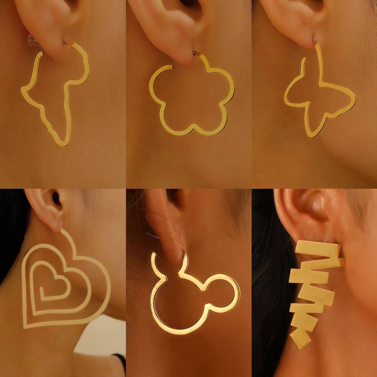 fashionable elegant brand cute earrings stainless steel hip-hop…