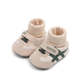Autumn and winter baby boys and girls baby cotton 0-1 year old shoes and socks one-piece do not fall off heel thickened fleece-lined newborn pre-step shoes