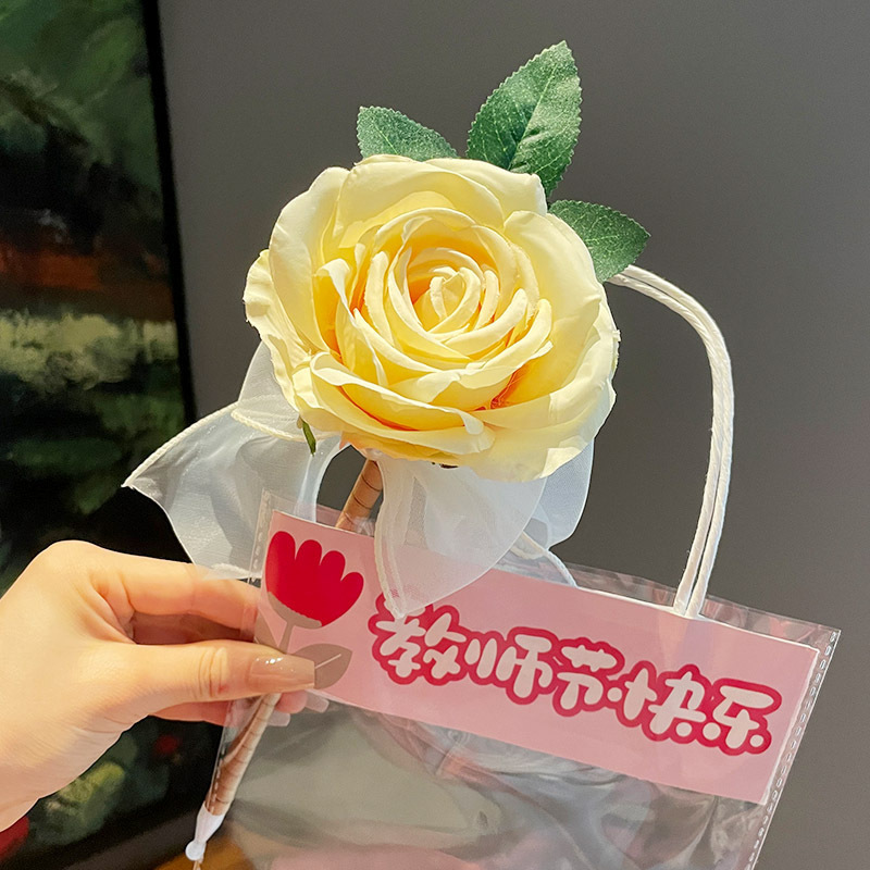 教师节送女老师实用礼物圆珠笔高档花束礼物高颜值玫瑰花签字笔|undefined
