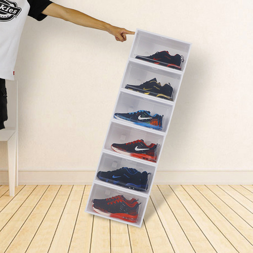 New transparent shoe box pp plastic dustproof display shoe box stacking shoe rack dustproof storage box with lid transparent wholesale