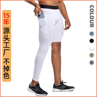 Silk Picture Cross-Border Sports Tights Men's Spring and Summer High-Elastic Quick-Drying Fitness Pants Training Basketball Bottoming Pants