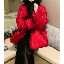 新中式国风过年拜年红色羽绒棉服高级感超好看本命年龙年花棉袄女