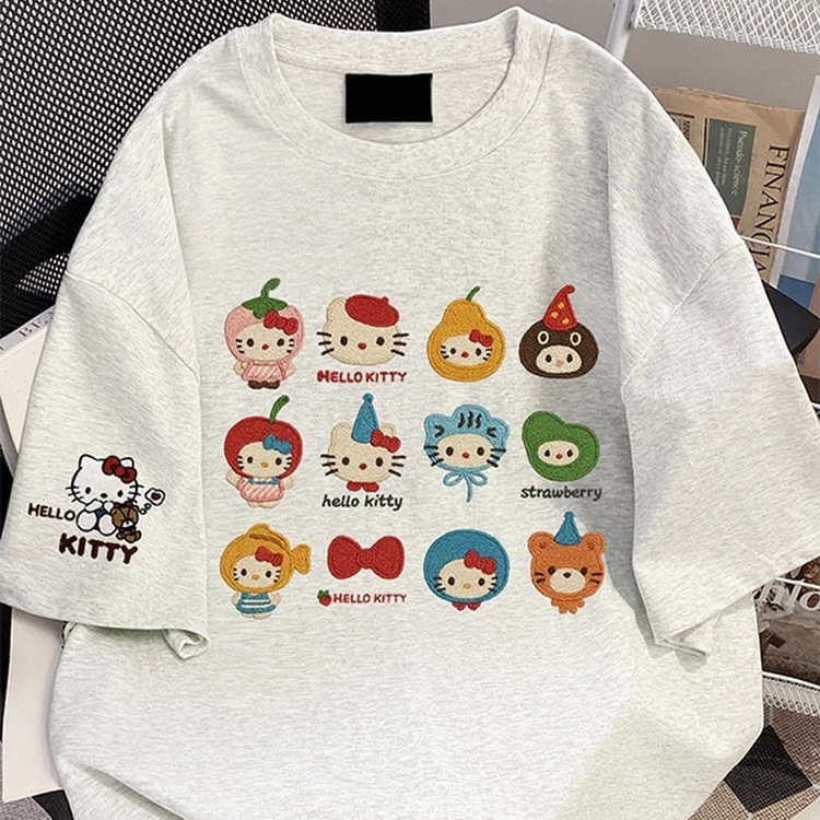 Plus Size 150kg Fun Cartoon Kitty Cat Print Pure Cotton Short-Sleeved T-Shirt for Women Summer Loose Top 2 Plus Size 150kg Fun Cartoon Kitty Cat Print Pure Cotton Short-Sleeved T-Shirt for Women Summer Loose Top 2