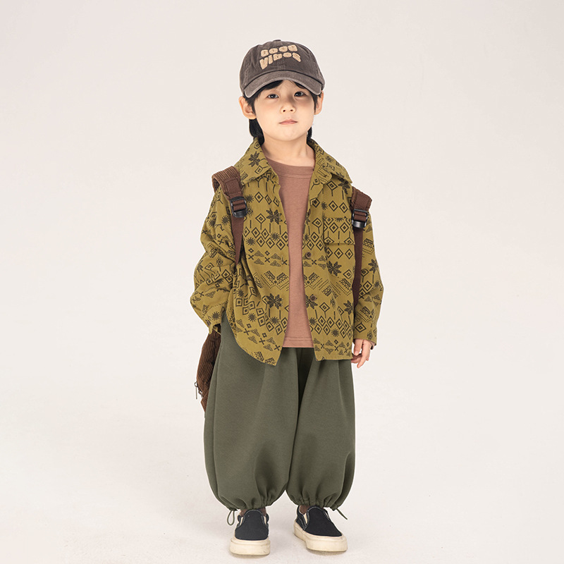 Changguo ropa para niños camisa de niños primavera nueva camisa retro de primavera y otoño para niños camisa de manga larga de estilo coreano para niños
