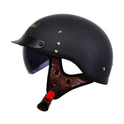 3C Certified Half Helmet for Men, Carbon Fiber Motorcycle Helmet for Women, Summer Electric Scooter Helmet, Scooter Riding Helmet (Motosiklet kaskı (dəbilqə)) - 112-carbon-fiber-matte-black-m