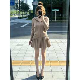 巨好看的早秋一整套秋冬盐系轻熟修身针织外套字裙两件套女