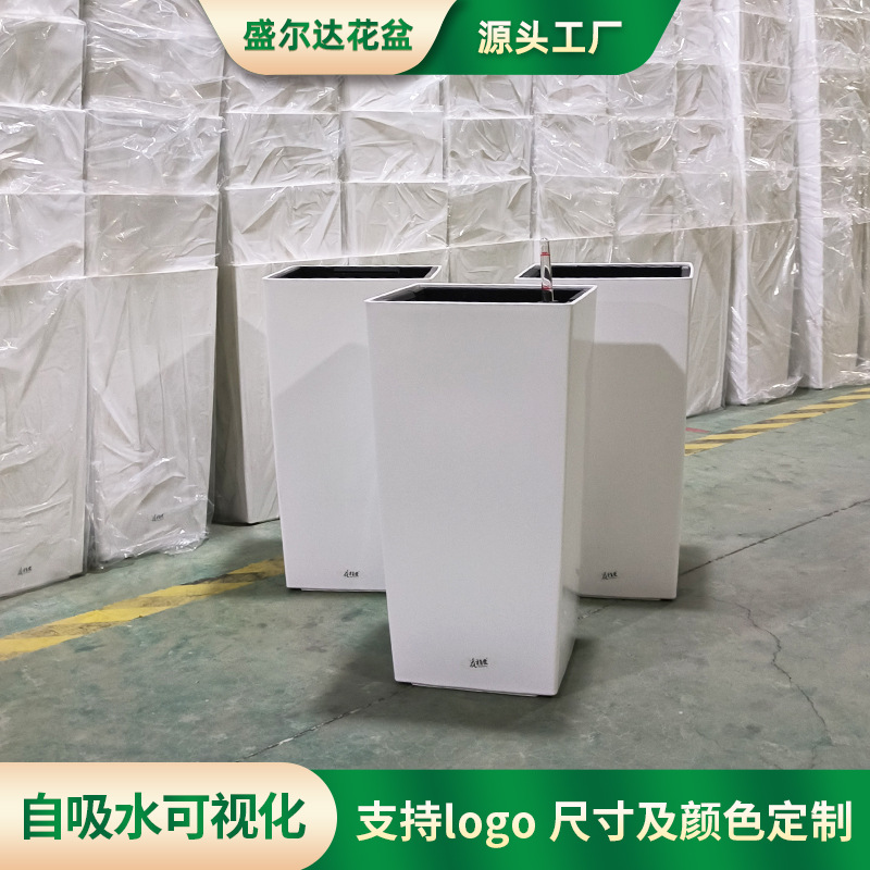 Laizhixiu auto-absorbente maceta de gran diámetro de alto piso sala de estar resina perezoso auto-absorbente maceta al por mayor image 3
