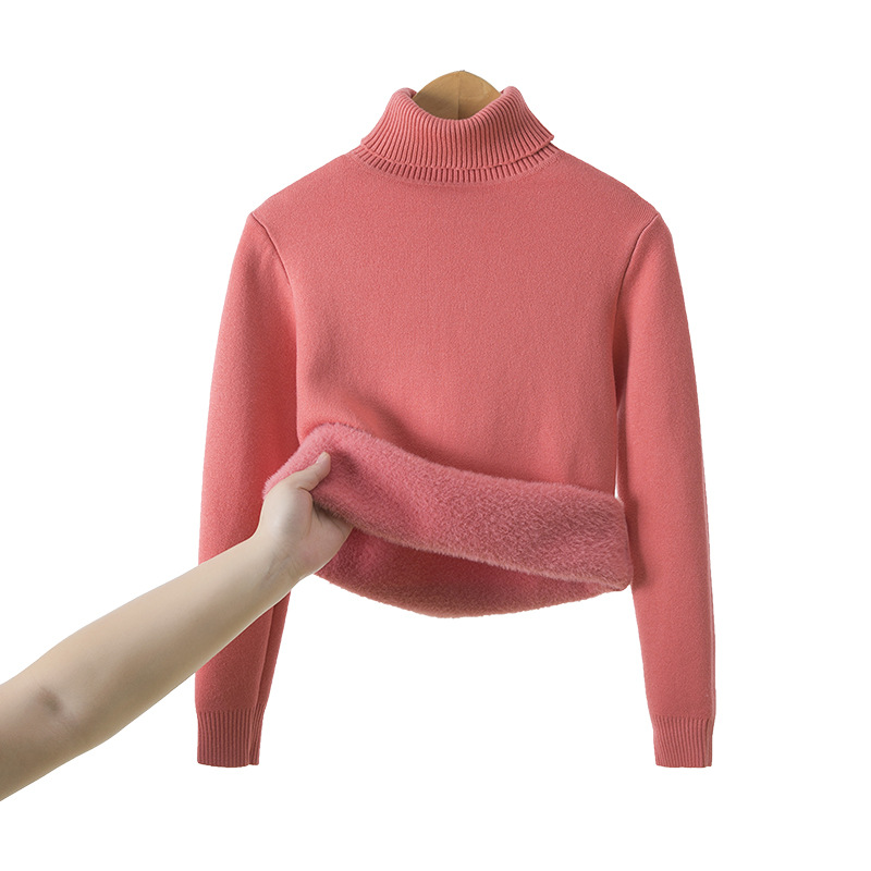 Niñas más suéter de terciopelo un terciopelo más terciopelo grueso camiseta de punto de cuello alto camiseta de agua de terciopelo bebé