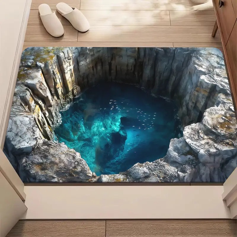 跨境temu美式3D视觉入户玄关耐磨地垫家用浴室防滑吸水易打理脚垫|undefined
