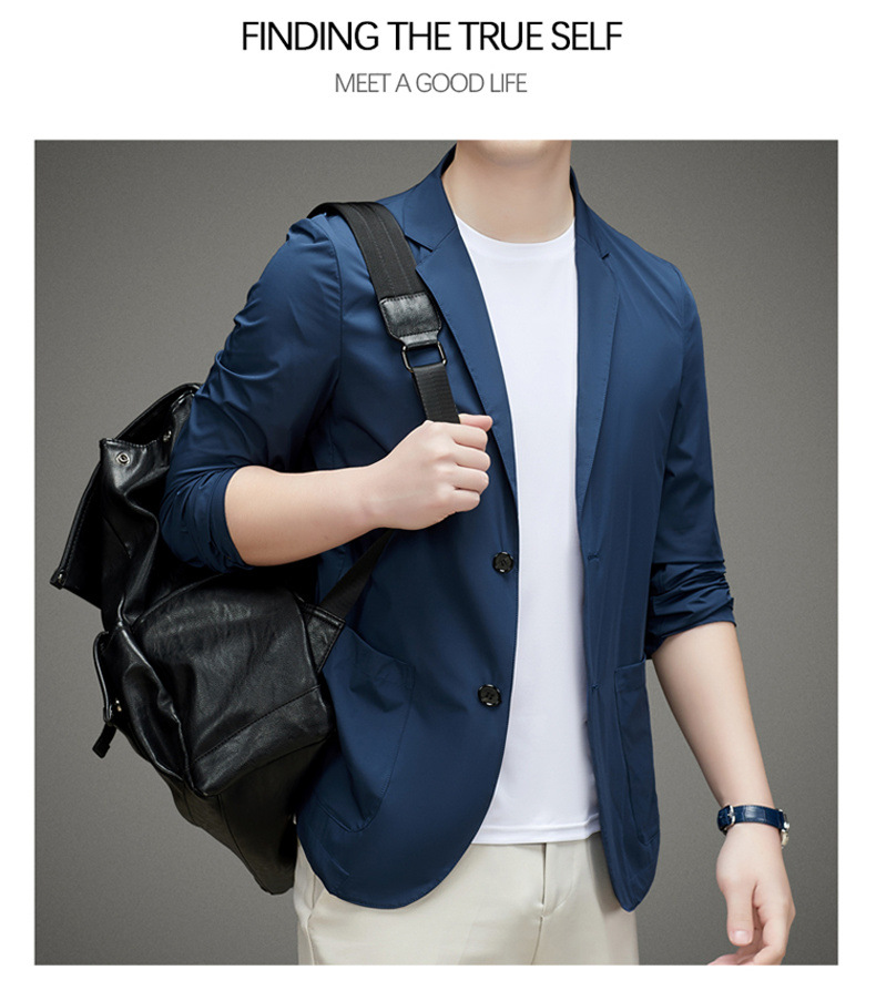 男士单西服春夏季轻薄款冰丝防晒衣高级感商务新款休闲小西装外套详情18