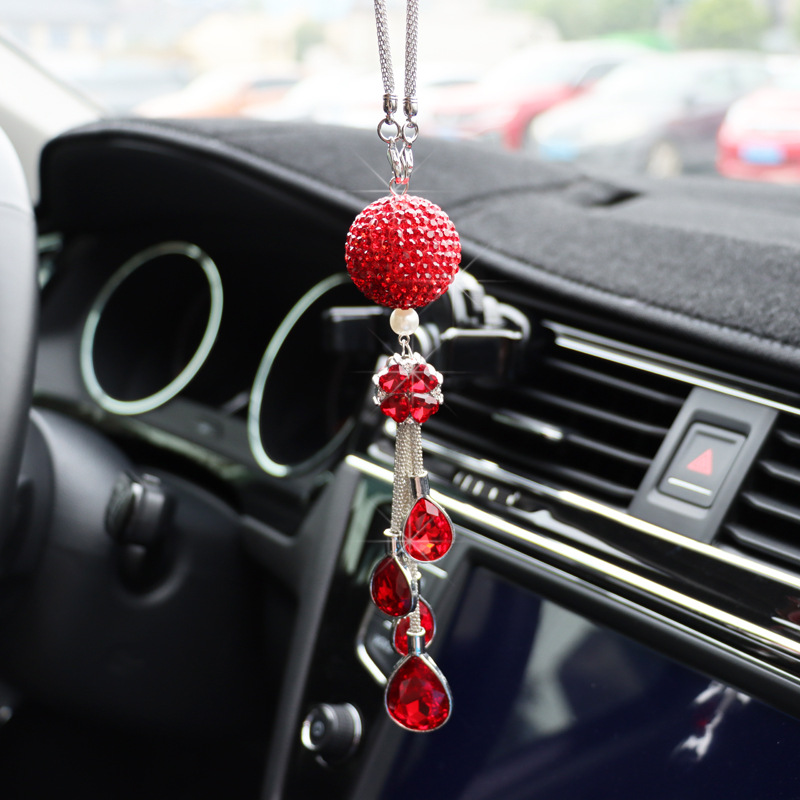Car rearview mirror pendant metal pendant car Crystal Diamond Ball interior pendant car decoration rhinestone pendant ornaments