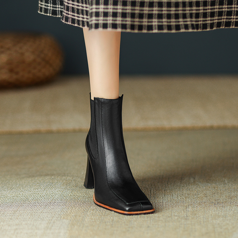 CHIKO Piedad Square Toe Block Heels Ankle Boots