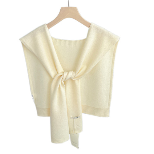 Solid color small fragrant style knitted shawl for women in spring and autumn, versatile decorative shoulder strap, summer air-conditioned room exterior waistcoat, fake collar