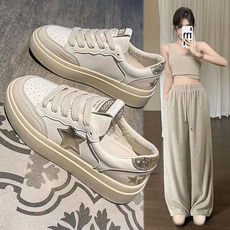 Original Versatile Casual Popular Star-Patterned White Sneakers 2025 Autumn/Winter New Thick-Soled Student Sports Shoes for Women Original Versatile Casual Popular Star-Patterned White Sneakers 2025 Autumn/Winter New Thick-Soled Student Sports Shoes for Women