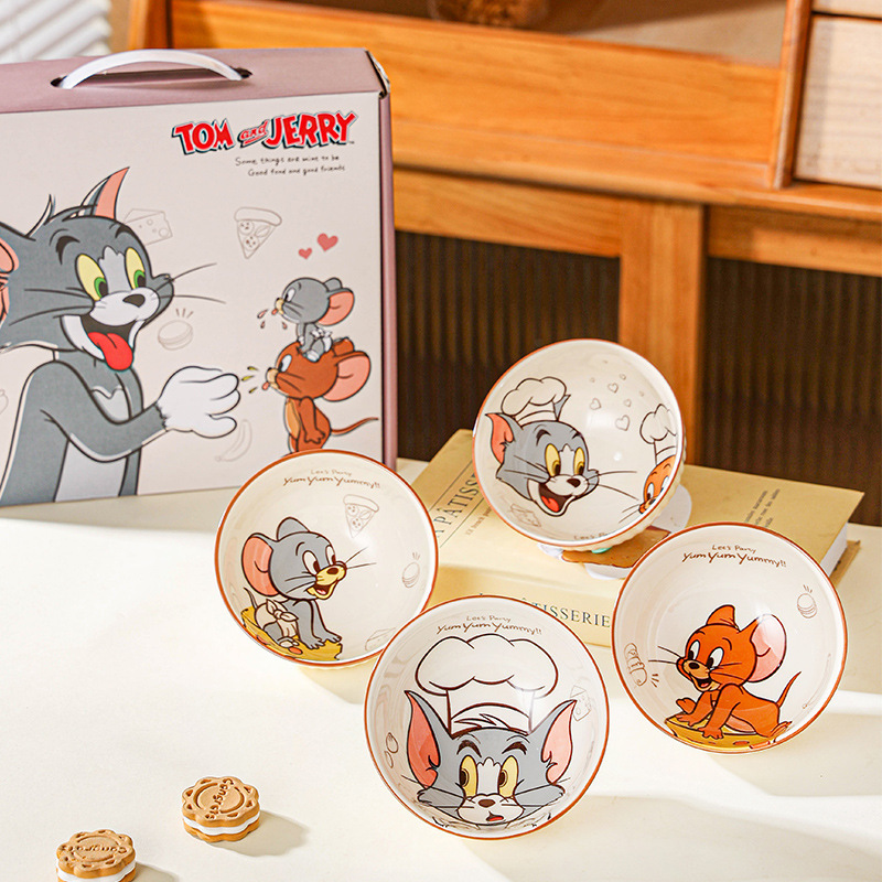 トムとジェリー 子供用丼 こどもの日 家庭用陶器丼 個人専用丼 小鉢4個セット|undefined