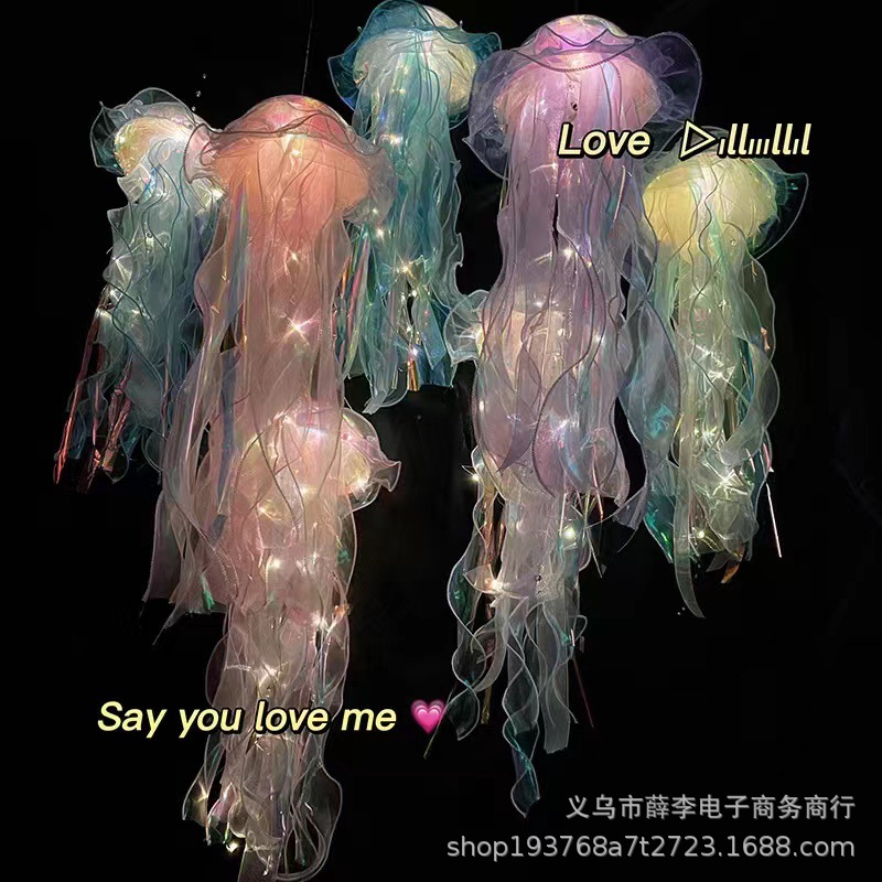 Puesto caliente-Venta de medusas luminosas linterna portátil creativo Red roja atmósfera decorativa luz de noche puesto de juguete luminoso