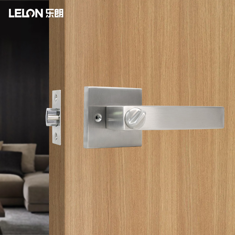 Acero inoxidable transfronterizo de tres barras cerradura de puerta de baño cerradura de puerta interior de madera ajustable cerradura de manija cerradura de puerta de paso contra incendios