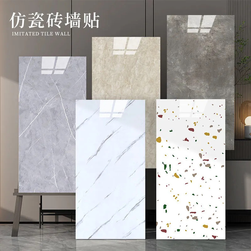 Papel pintado a prueba de humedad autoadhesivo impermeable a prueba de agua a prueba de aceite placa de aluminio y plástico decoración de pared imitación de azulejos de mármol pegatinas cocina y baño
