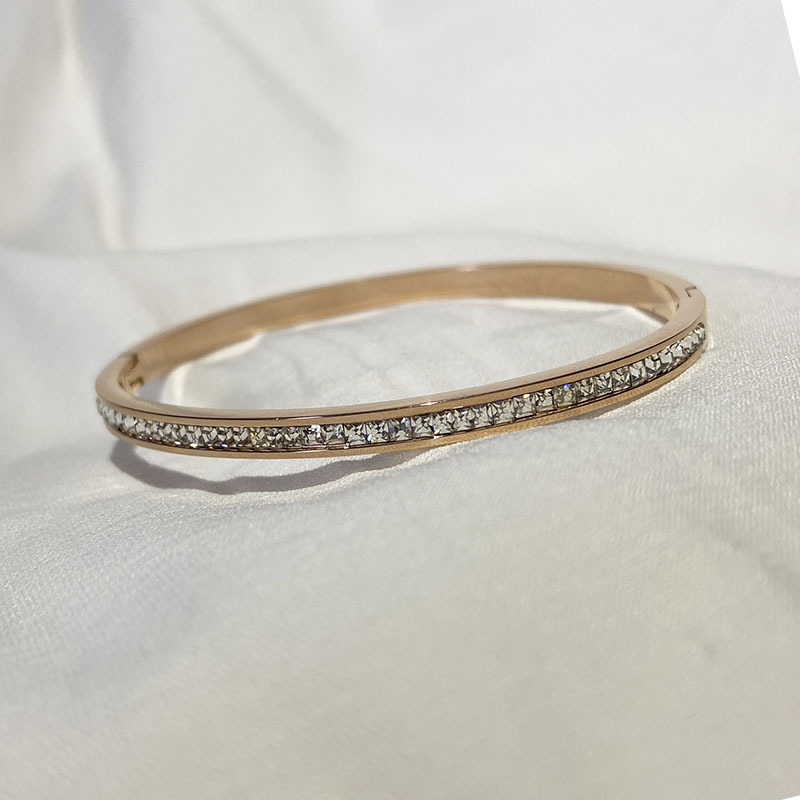 Women'S Gender Simple Style Solid Color Titanium Steel Inlay Zircon Bangle