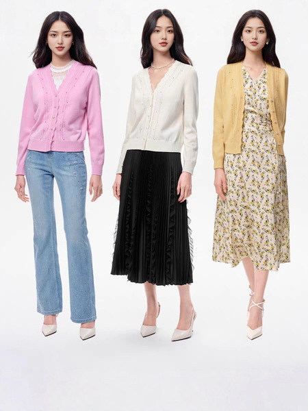 Knitted autumn elegant woolen cardigan