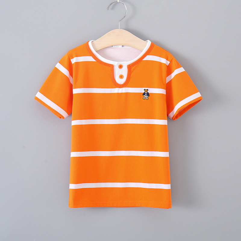 Kids Polo Pure Cotton Short-Sleeved Boys' T-Shirt Girls' Children's Clothing Polo Shirt Summer New Striped Polo Round Neck Kids Polo Pure Cotton Short-Sleeved Boys' T-Shirt Girls' Children's Clothing Polo Shirt Summer New Striped Polo Round Neck