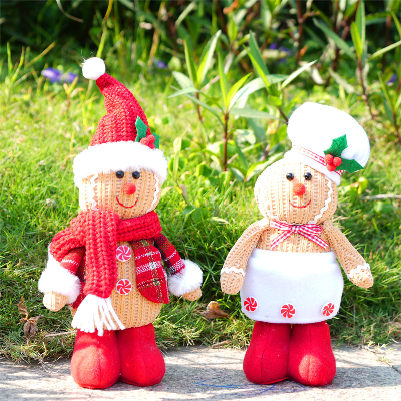 Nuevos productos transfronterizos Navidad Gingerbread Man Doll Decoración de muñecas Decoración navideña Decoración de escenas Hotel Centro comercial