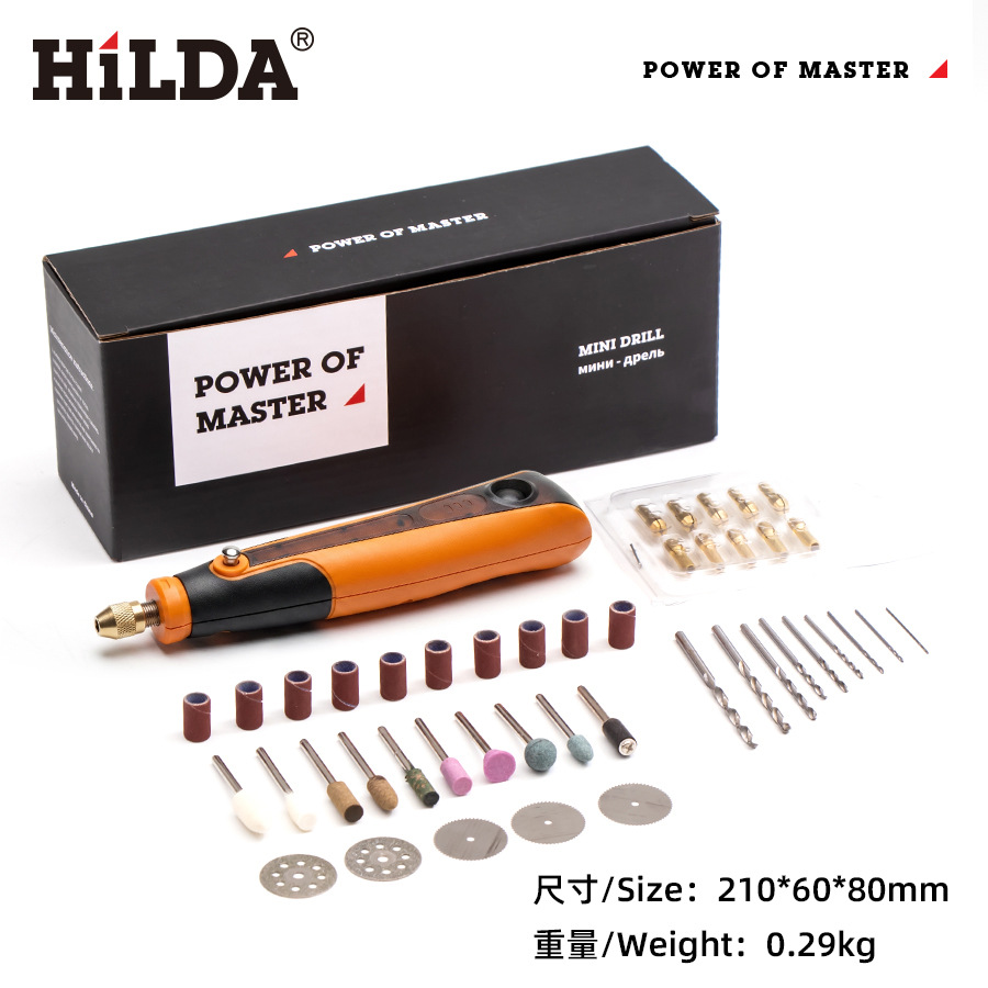 HiLDA - Pluma Eléctrica para Pulir Uñas de 3.6v con Batería de Litio, Herramienta de Arte de Uñas, Micro Taladro Eléctrico Tipo-C