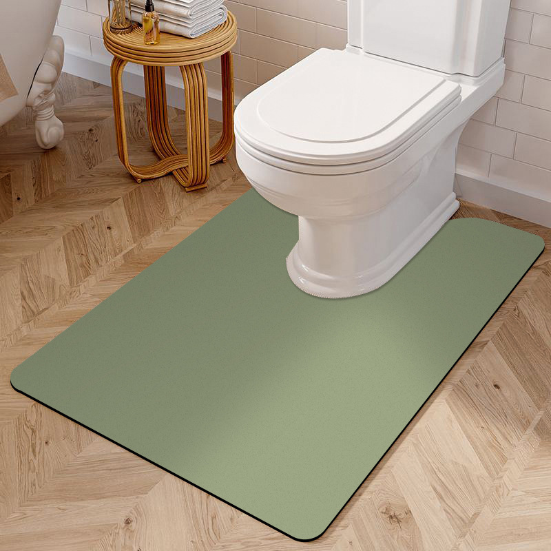 Modern Minimalist Solid Color Diatomaceous Earth U-Shaped Floor Mat for Home Bathroom, Water-Absorbent, Non-Slip, Easy to Maintain Toilet Mat Modern Minimalist Solid Color Diatomaceous Earth U-Shaped Floor Mat for Home Bathroom, Water-Absorbent, Non-Slip, Easy to Maintain Toilet Mat