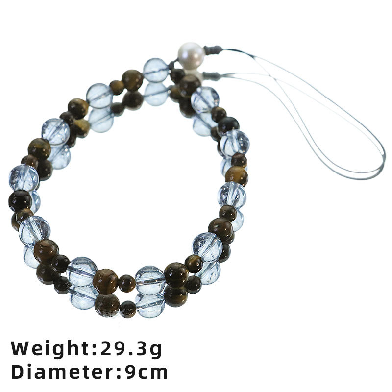 Ojo de tigre original cristal de perla natural cadena de teléfono móvil caso de teléfono móvil colgante cuentas colgante colgante cadena de caída mujer