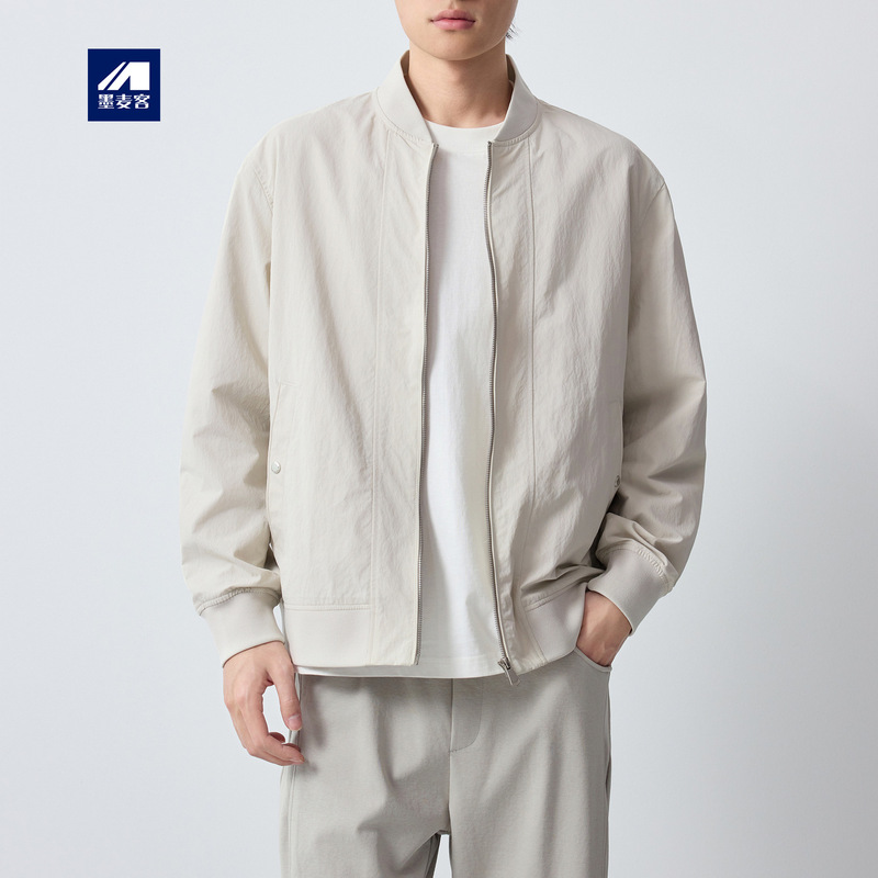 Momaik Men's High-Quality Commuting Baseball Collar Jacket Men's 2026 Autumn New Simple Men's Jacket 81580 Momaik Men's High-Quality Commuting Baseball Collar Jacket Men's 2026 Autumn New Simple Men's Jacket 81580